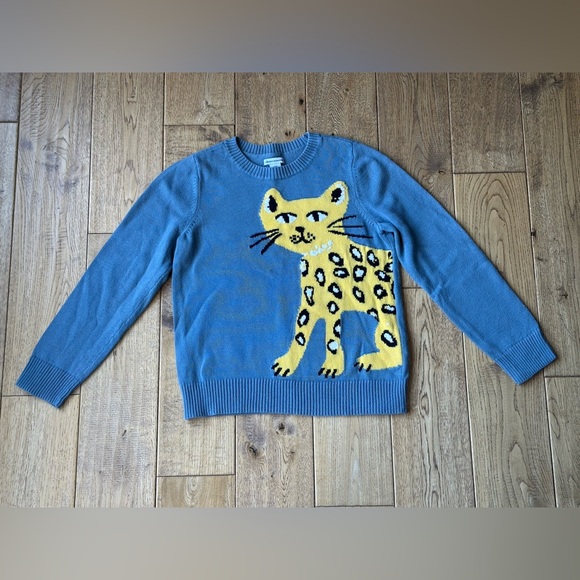 Amazon Essentials Blue Cat Girls Pullover Crewneck Sweater size Medium 8 - Picture 2 of 9